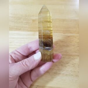 3" Tall Banded Yellow Fluorite Tower